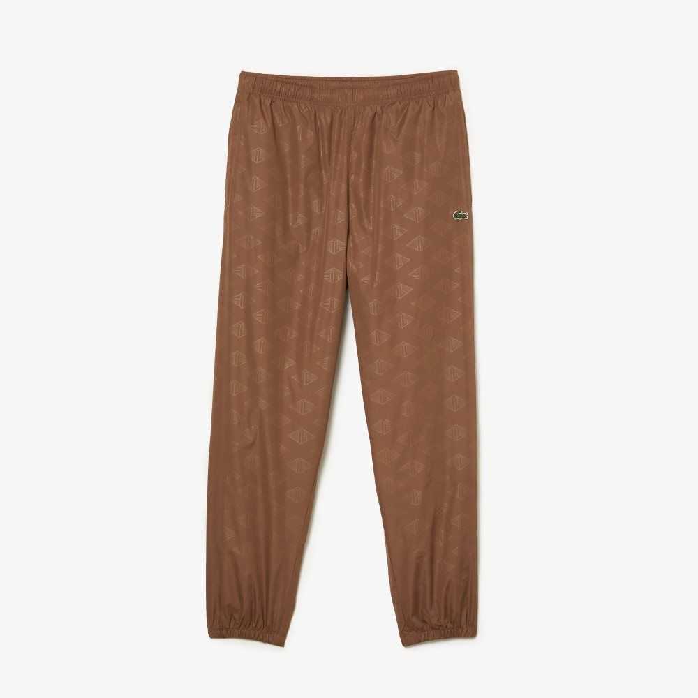 Lacoste Monogram Print Track Pants Lyse Brune | 3028-GKQDS