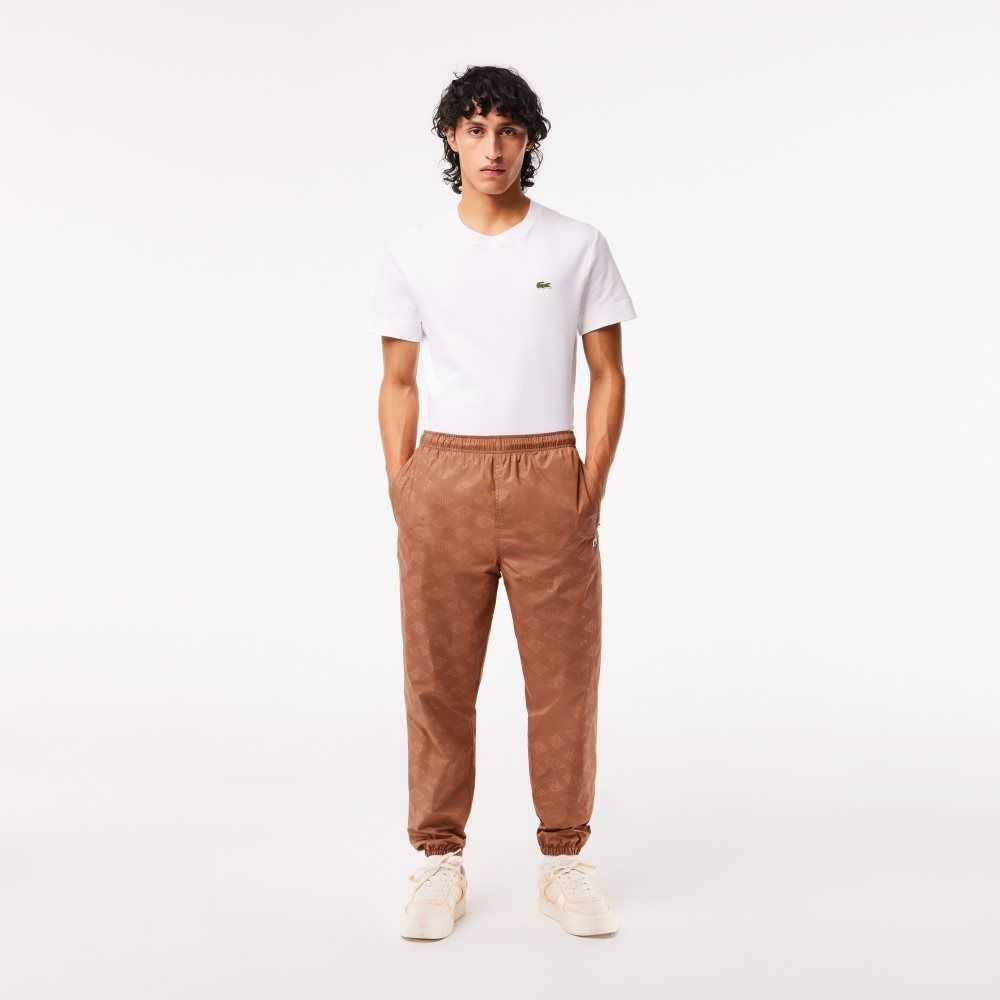 Lacoste Monogram Print Track Pants Lyse Brune | 3028-GKQDS