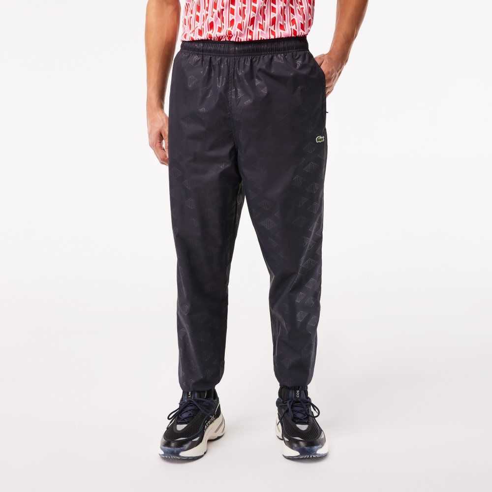 Lacoste Monogram Print Track Pants Svarte | 1935-HUWYE