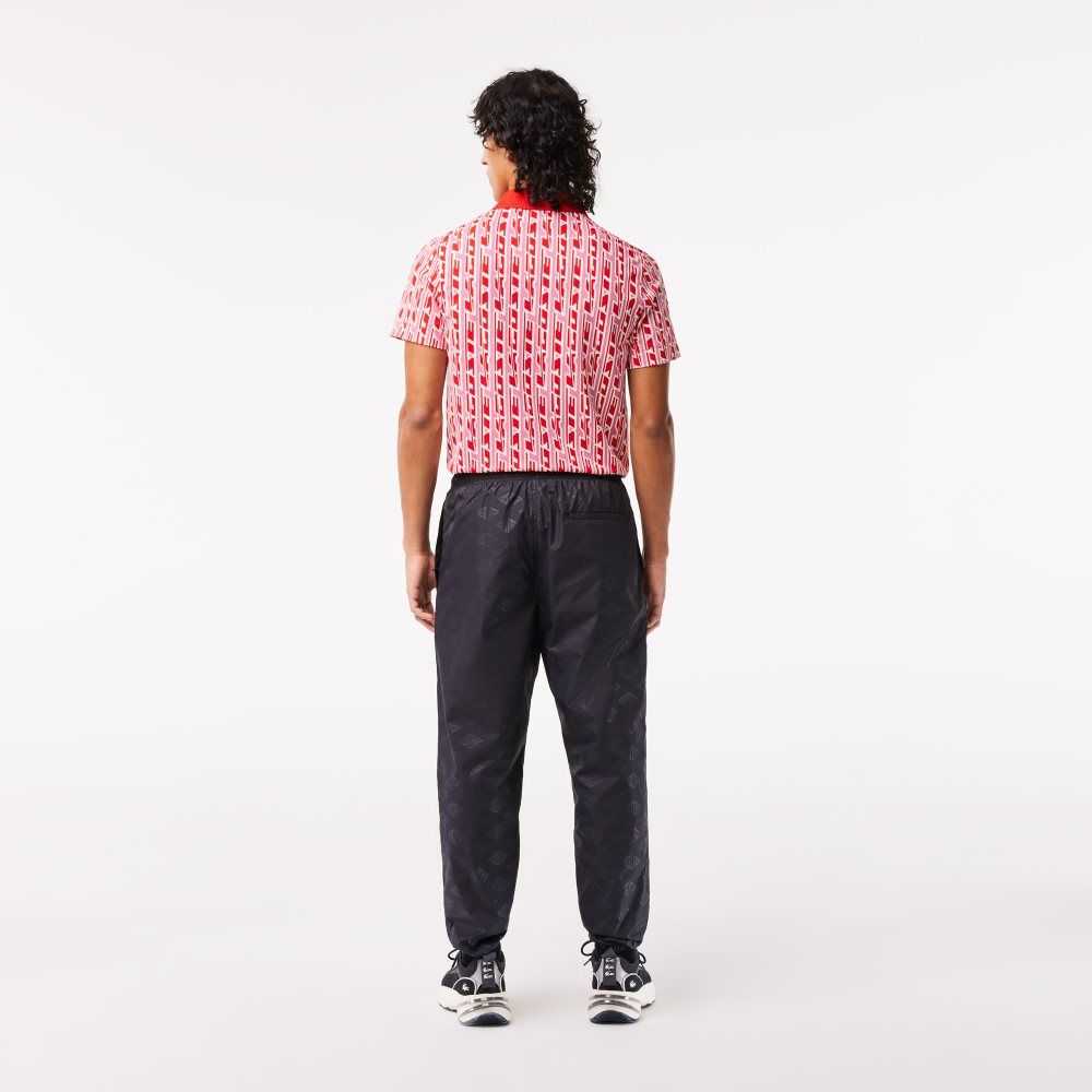 Lacoste Monogram Print Track Pants Svarte | 1935-HUWYE