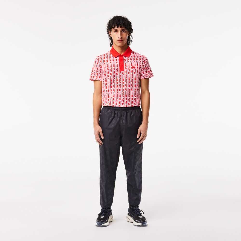 Lacoste Monogram Print Track Pants Svarte | 1935-HUWYE