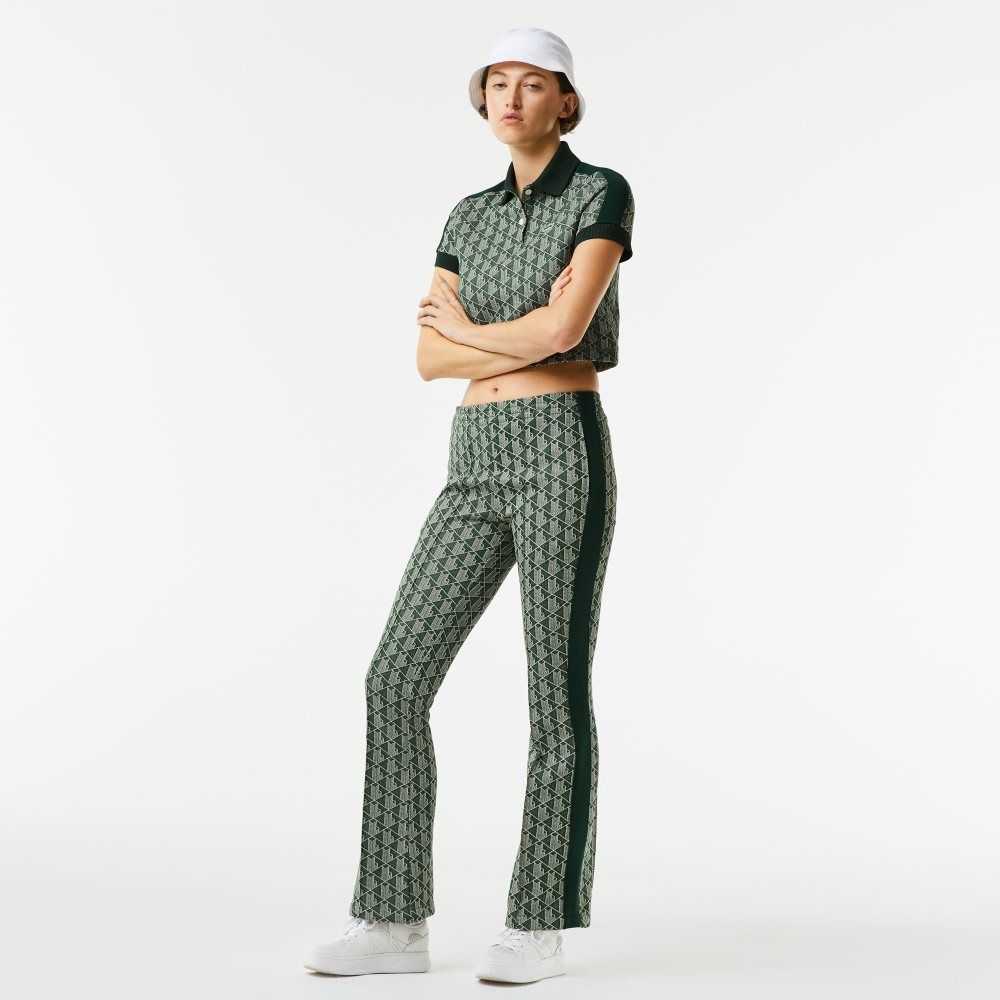 Lacoste Monogram Print Trackpants Grønn Beige | 2073-SLNFM