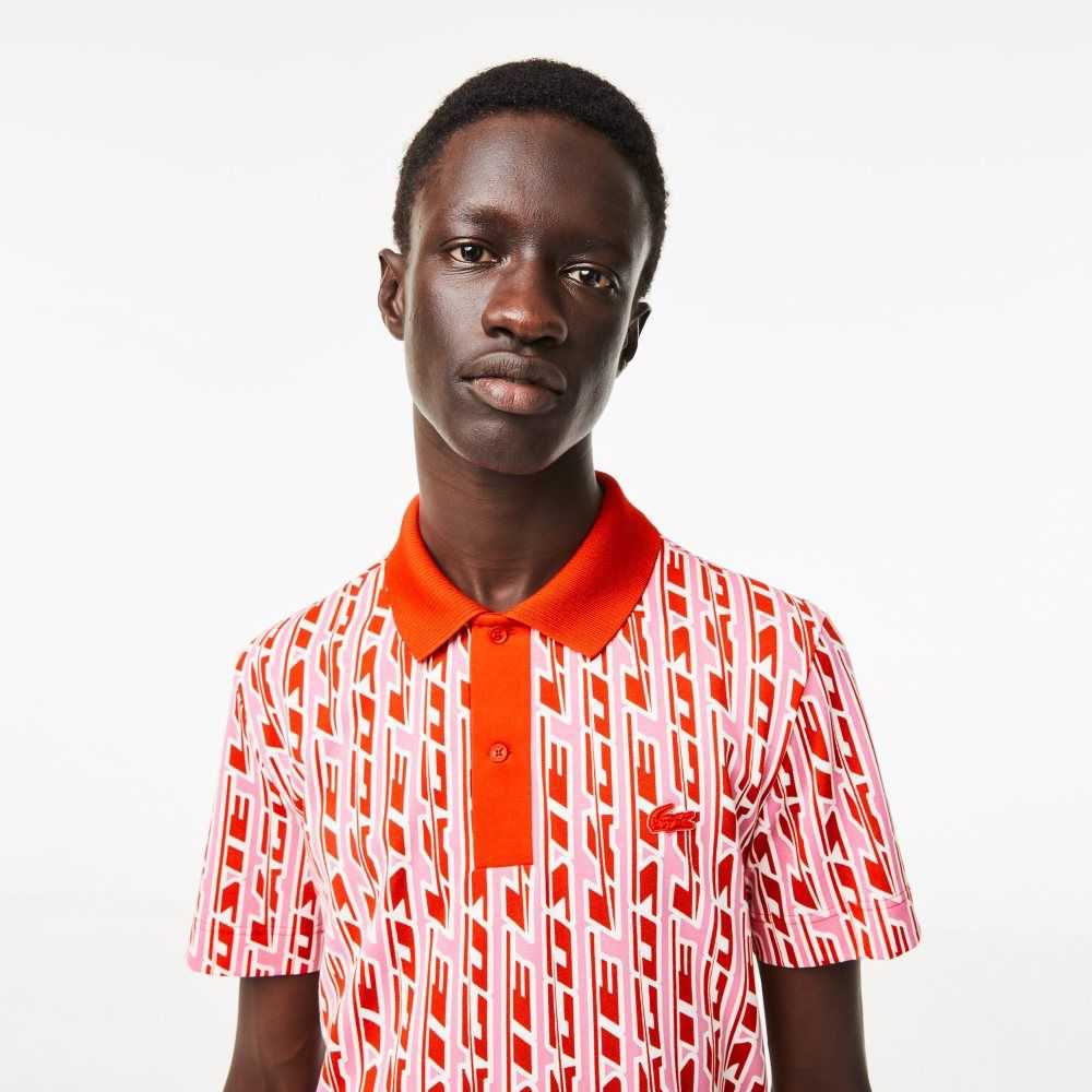 Lacoste Movement Two-Tone Printed Rosa Rød | 3480-MLVFK