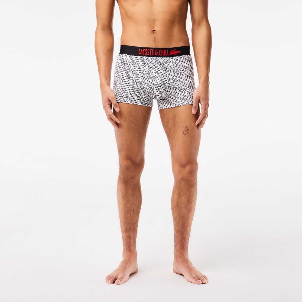 Lacoste Netflix Branded Trunks Hvite Svarte | 7640-LHVFO