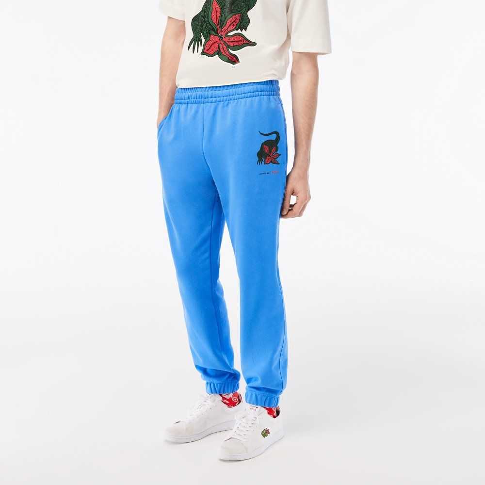 Lacoste Netflix Croc Print Track Blå | 1685-AONFB