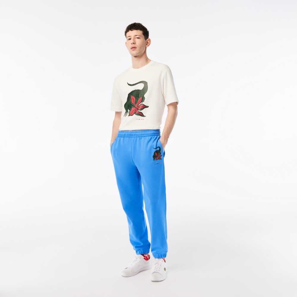 Lacoste Netflix Croc Print Track Blå | 1685-AONFB