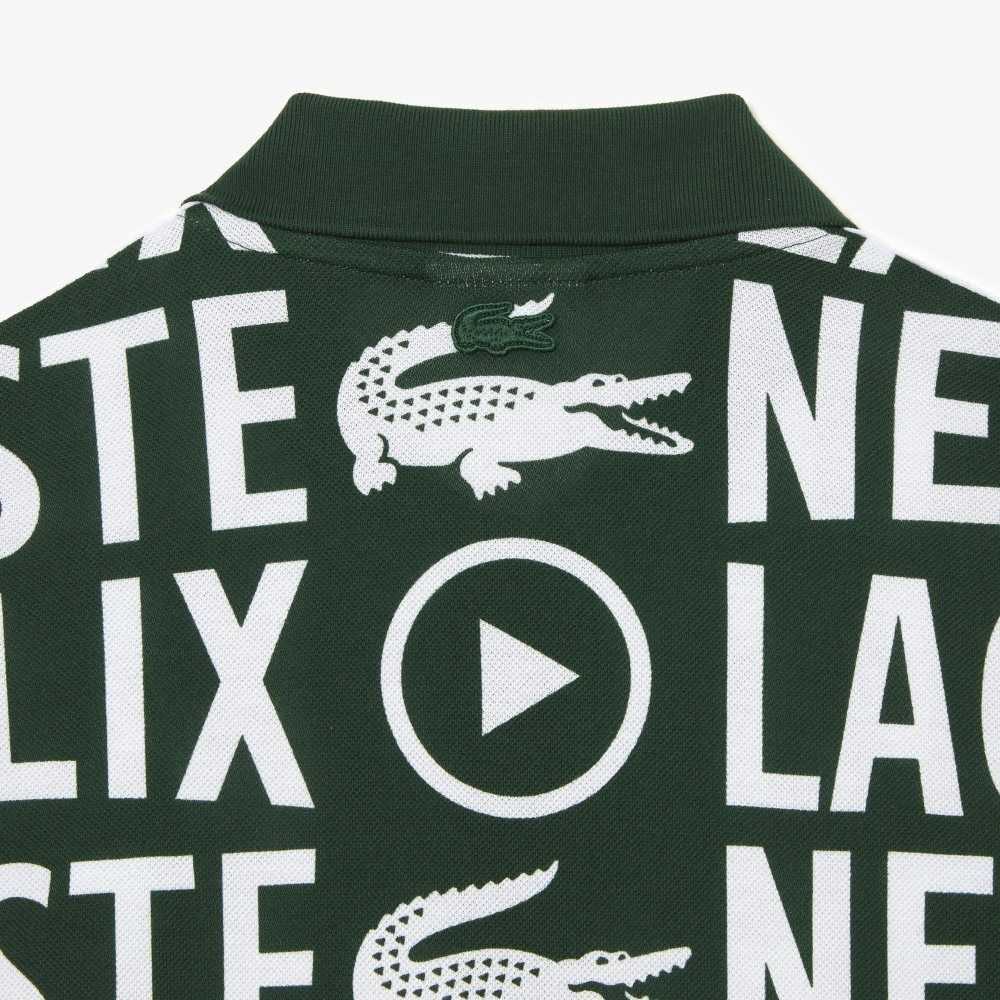 Lacoste Netflix Loose Fit Organic Bomull Print Grønn Hvite | 6219-ZMUXT