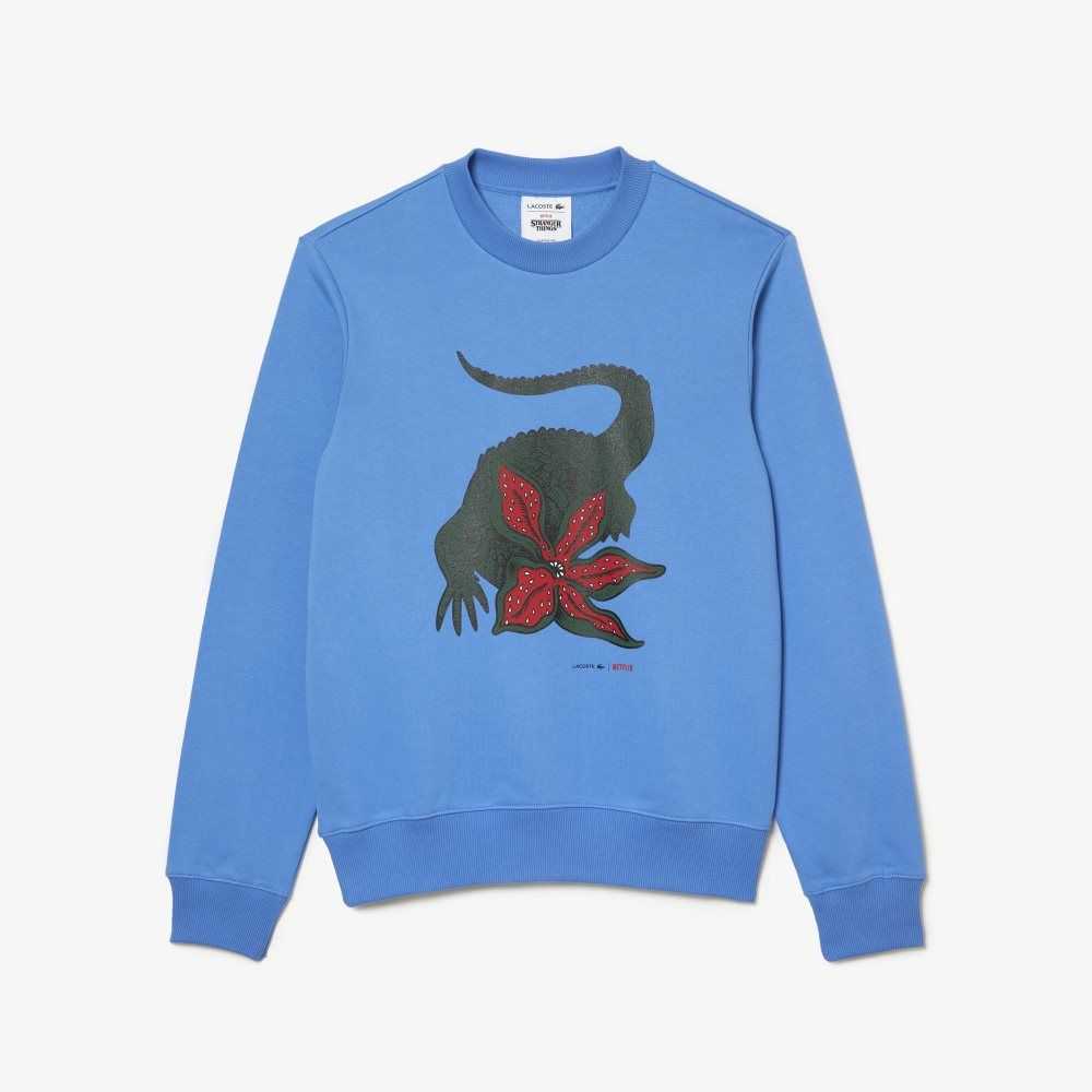 Lacoste Netflix Organic Bomull Fleece Print Blå | 5490-YBPTS