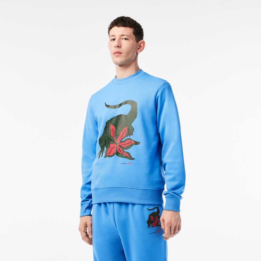 Lacoste Netflix Organic Bomull Fleece Print Blå | 5490-YBPTS