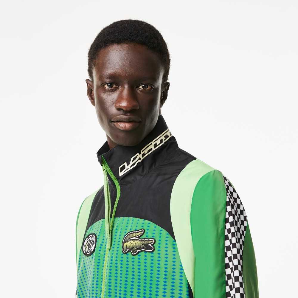 Lacoste Ombre Checkerboard Print Track Grønn Blå | 9873-WTZQU