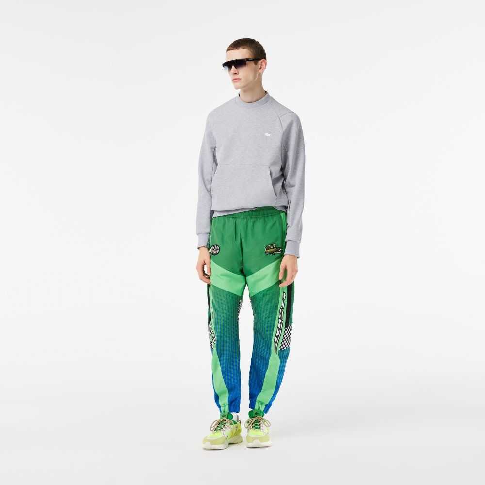 Lacoste Ombre Checkerboard Print Track Pants Grønn Blå | 9258-QGLMC