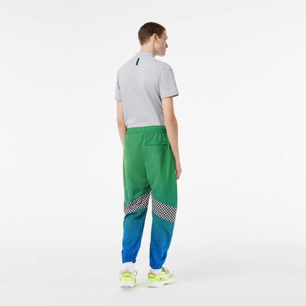 Lacoste Ombre Checkerboard Print Track Pants Grønn Blå | 9258-QGLMC