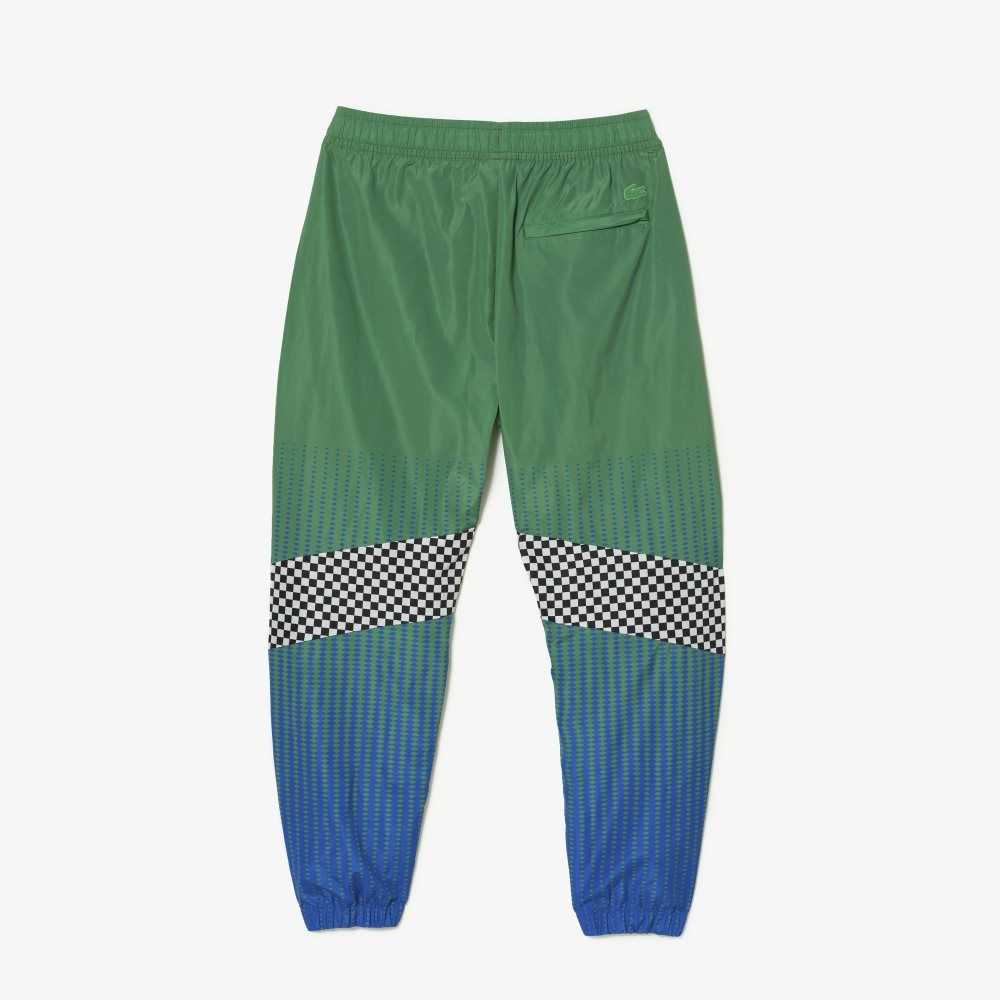 Lacoste Ombre Checkerboard Print Track Pants Grønn Blå | 9258-QGLMC