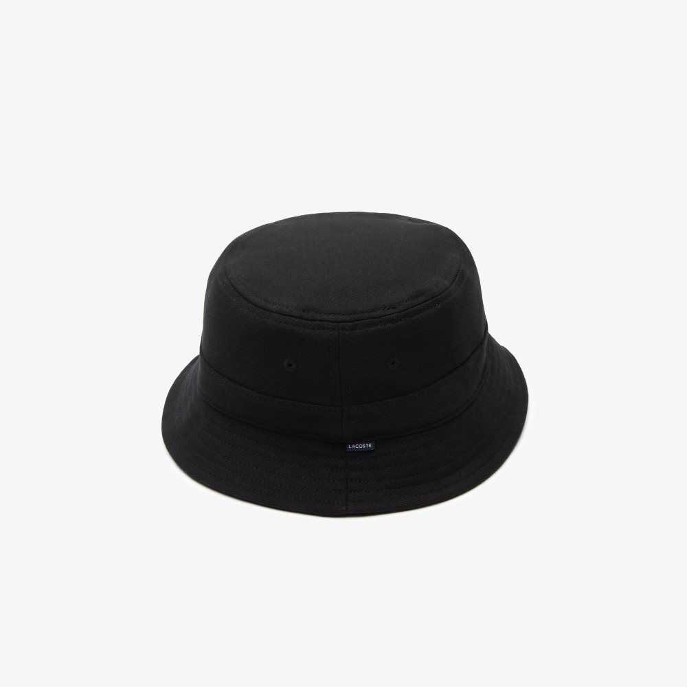 Lacoste Organic Bomull Bucket Svarte | 4523-QCIXL