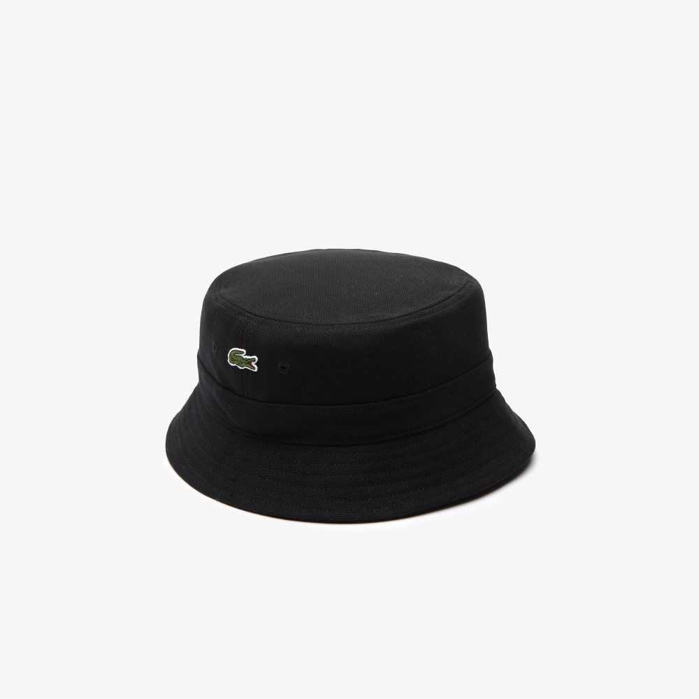 Lacoste Organic Bomull Bucket Svarte | 4523-QCIXL