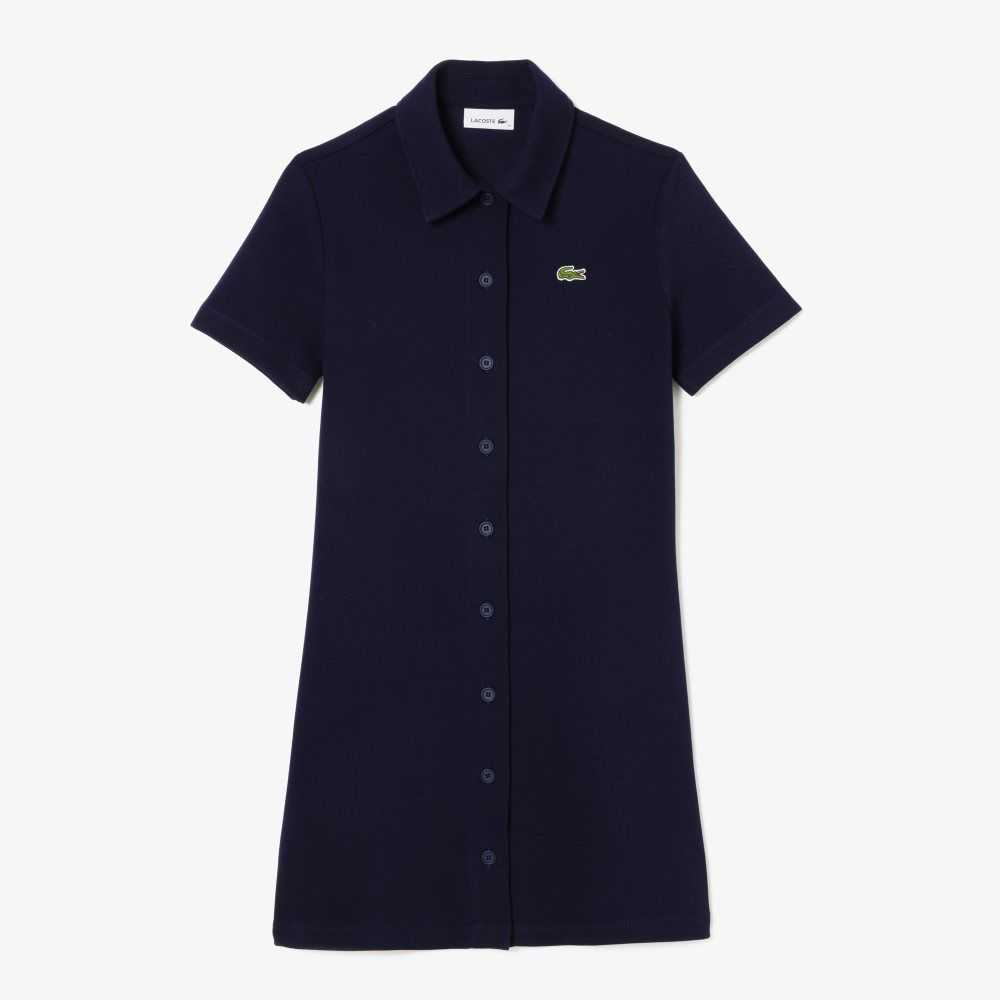 Lacoste Organic Bomull Buttoned Polo Marineblå Blå | 9315-NSICQ