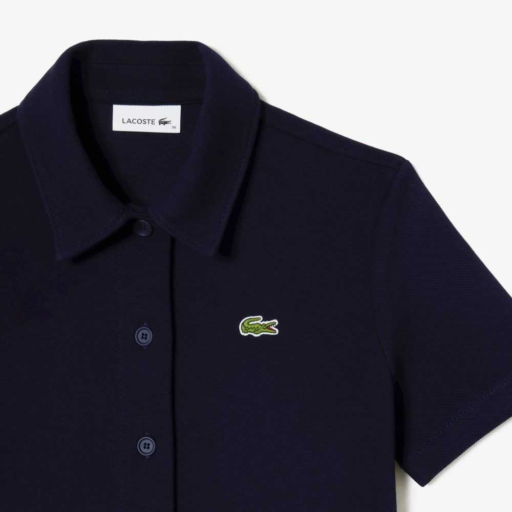 Lacoste Organic Bomull Buttoned Polo Marineblå Blå | 9315-NSICQ