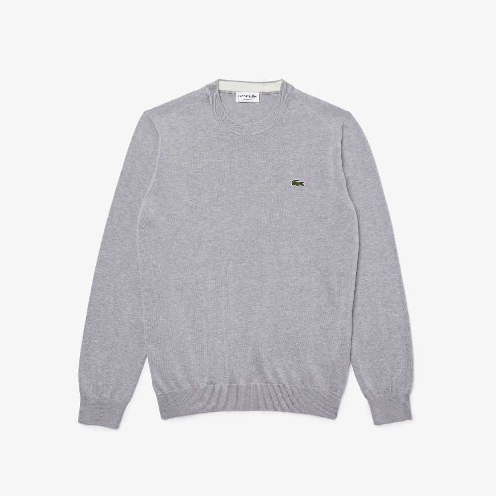 Lacoste Organic Bomull Crew Neck Grå | 0489-ZEDOG