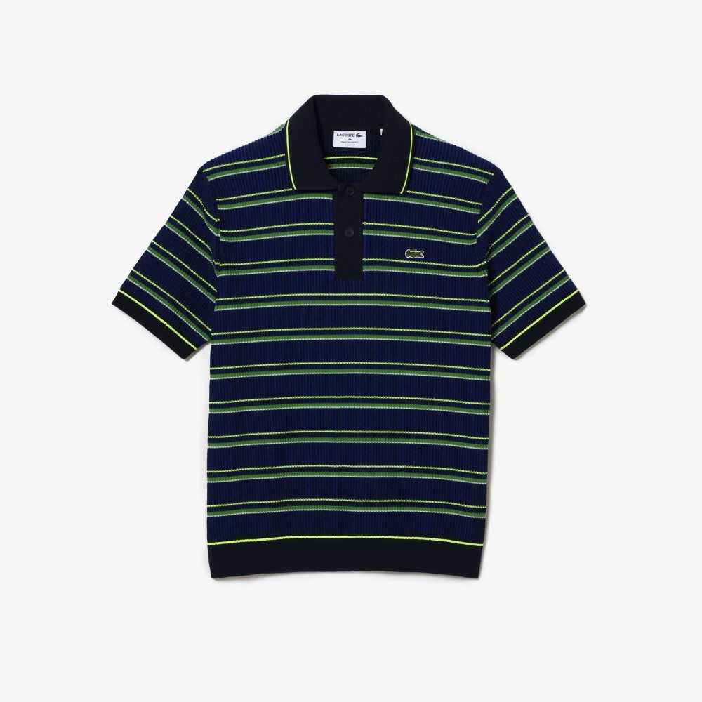 Lacoste Organic Bomull French Made Stripete Polo Blå Svarte Hvite | 0671-WQSZY