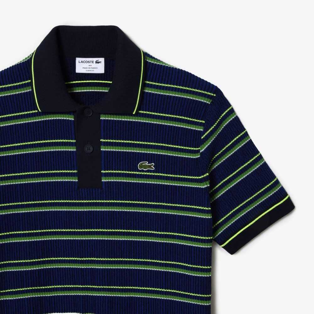 Lacoste Organic Bomull French Made Stripete Polo Blå Svarte Hvite | 0671-WQSZY