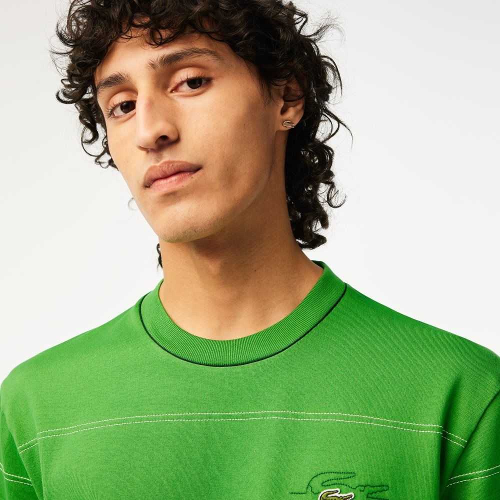 Lacoste Organic Bomull Jersey Stripe Grønn | 2039-CPGFH