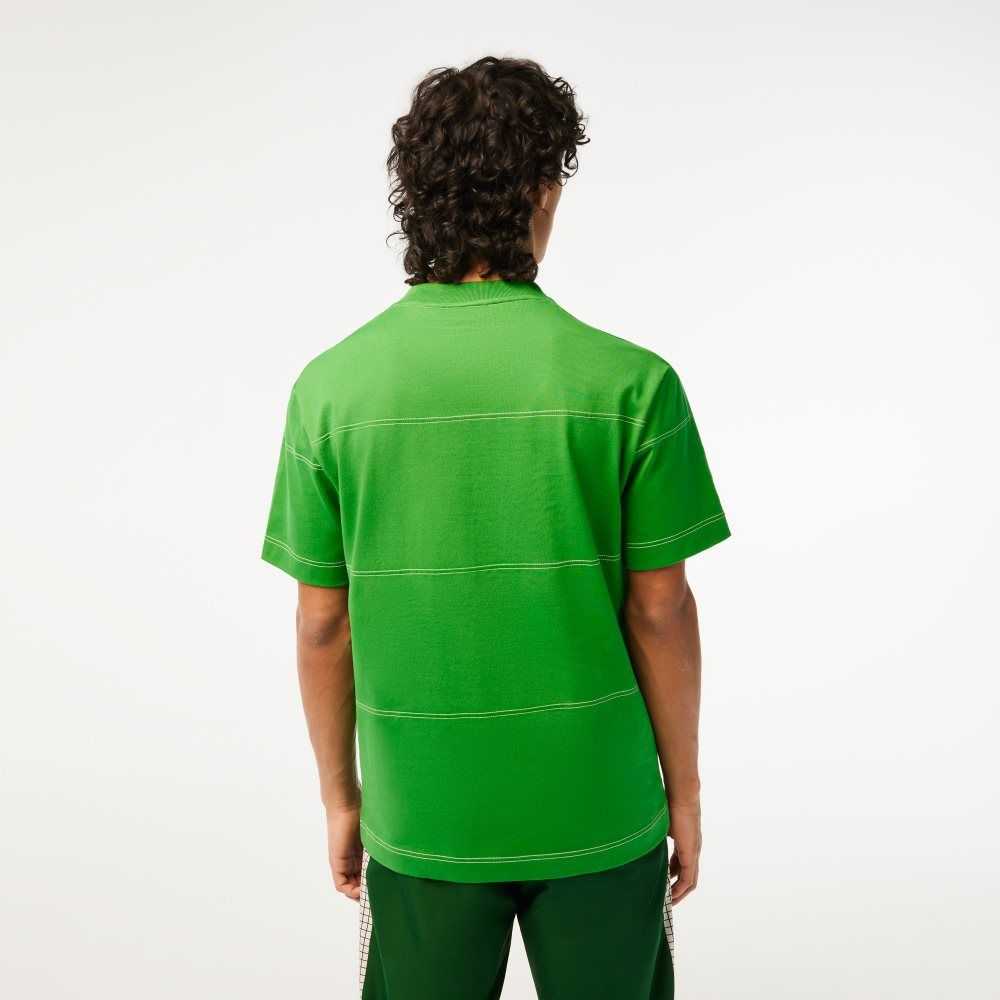 Lacoste Organic Bomull Jersey Stripe Grønn | 2039-CPGFH