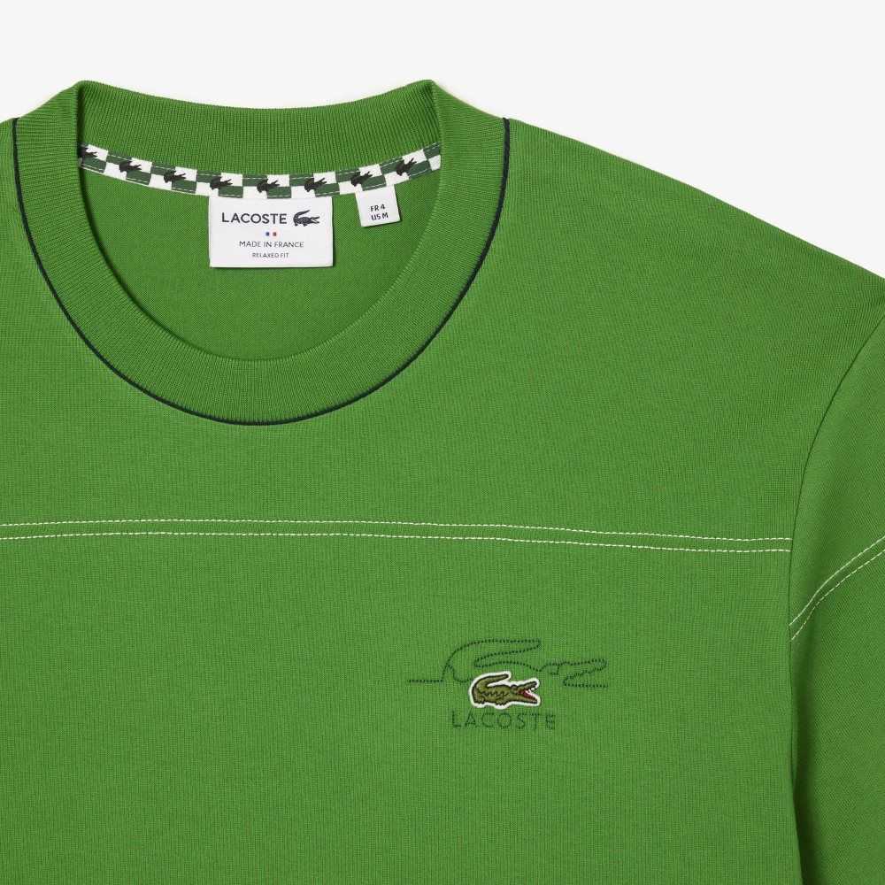 Lacoste Organic Bomull Jersey Stripe Grønn | 2039-CPGFH