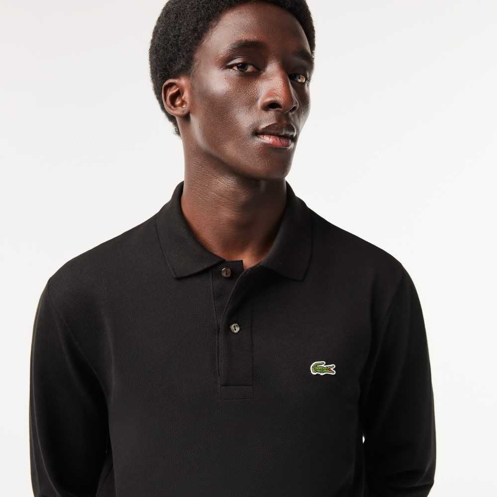 Lacoste Original L.12.12 Long Sleeve Bomull Svarte | 4096-STCPX