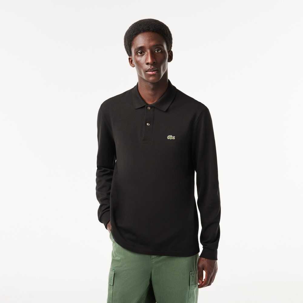 Lacoste Original L.12.12 Long Sleeve Bomull Svarte | 4096-STCPX