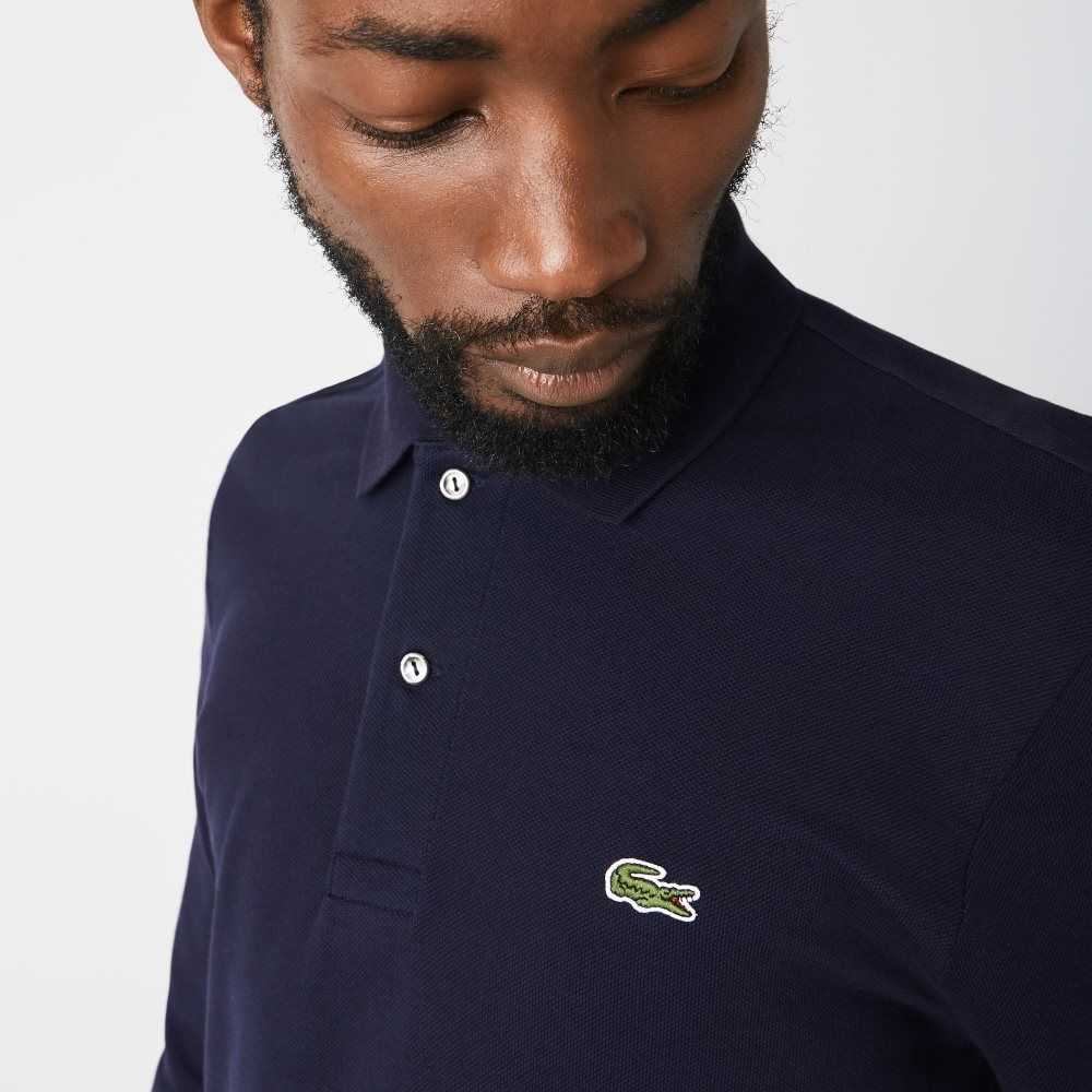 Lacoste Original L.12.12 Long Sleeve Bomull Marineblå Blå | 6517-JWECA