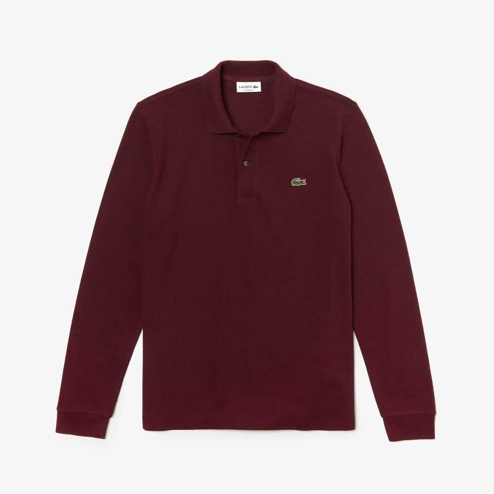 Lacoste Original L.12.12 Long Sleeve Heathered Bomull Burgunder | 2304-ZUNSR