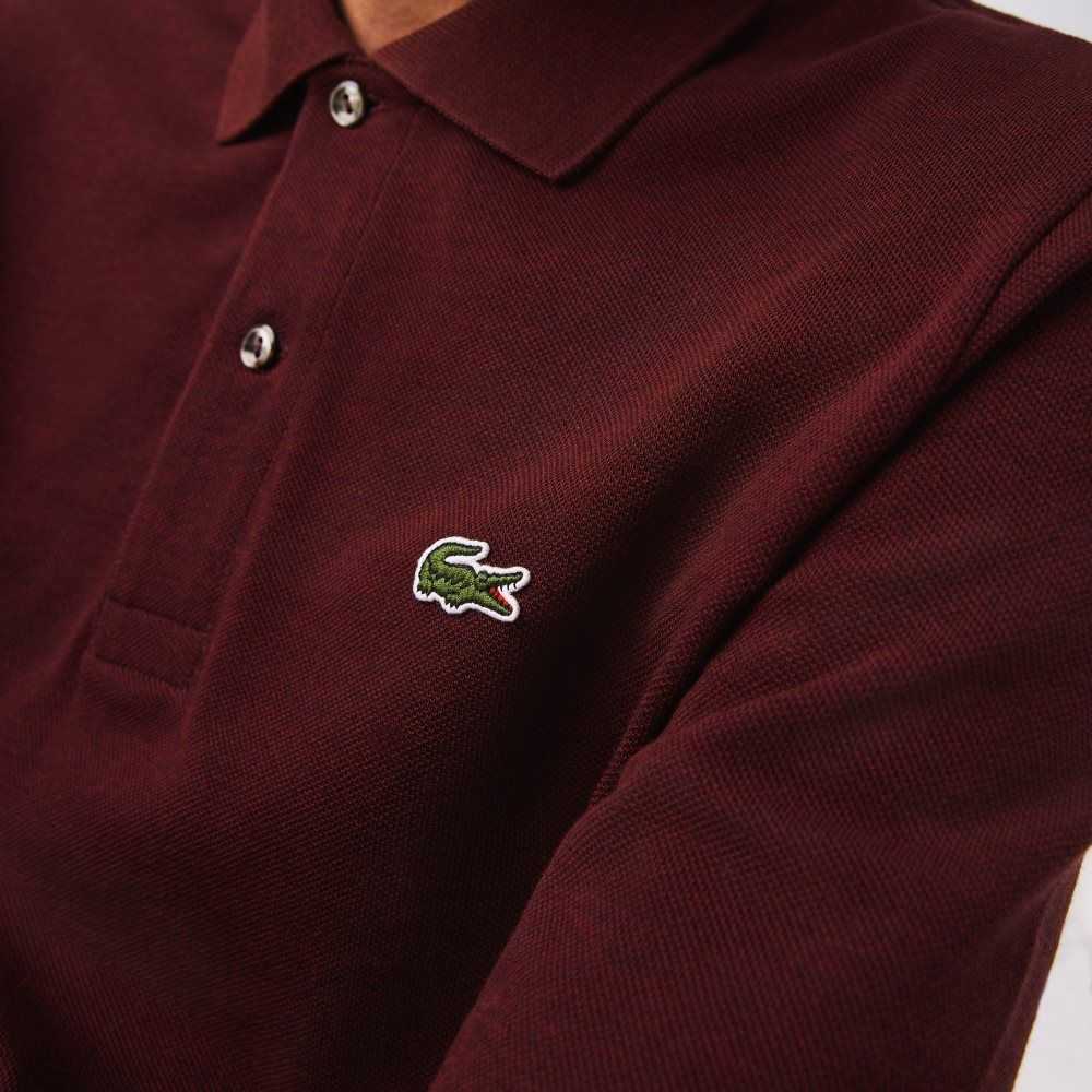 Lacoste Original L.12.12 Long Sleeve Heathered Bomull Burgunder | 2304-ZUNSR