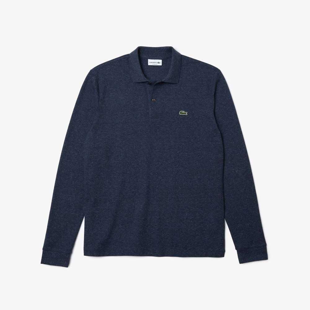 Lacoste Original L.12.12 Long Sleeve Heathered Bomull Blå | 4513-BWUYQ