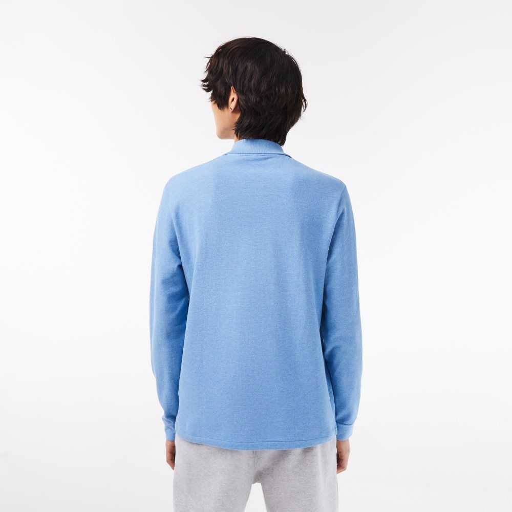 Lacoste Original L.12.12 Long Sleeve Heathered Bomull Blå | 6718-QLWSK