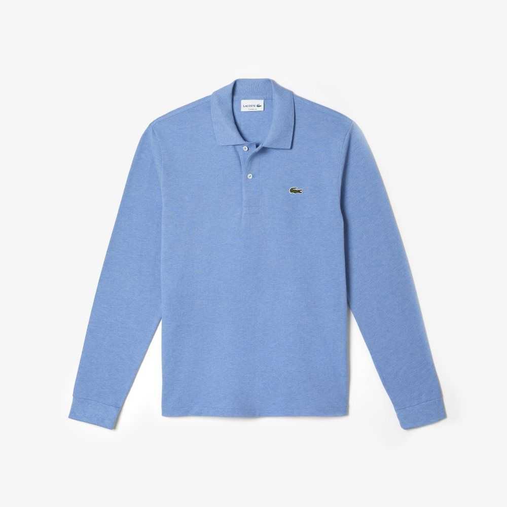 Lacoste Original L.12.12 Long Sleeve Heathered Bomull Blå | 6718-QLWSK