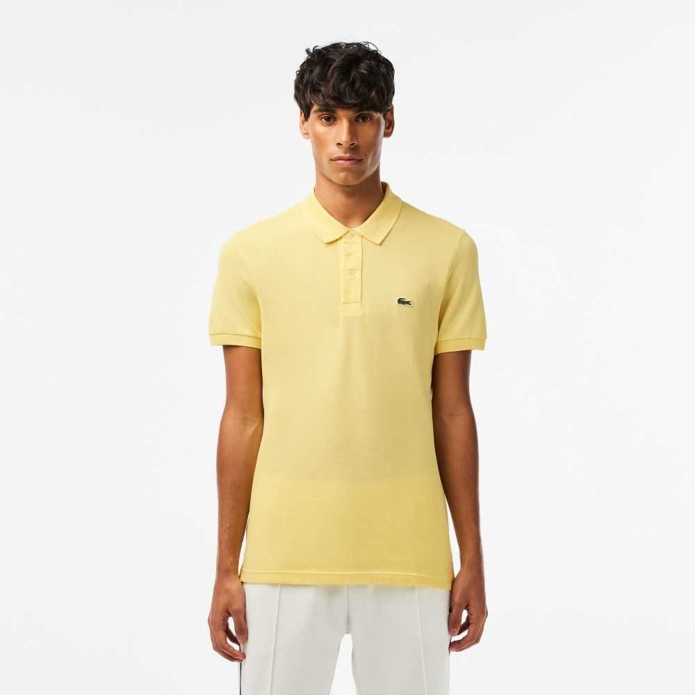 Lacoste Original L.12.12 Slim Fit Petit Pique Bomull Gul | 5238-OYBEL