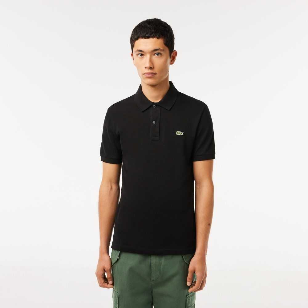 Lacoste Original L.12.12 Slim Fit Petit Pique Bomull Svarte | 7849-BEZYU