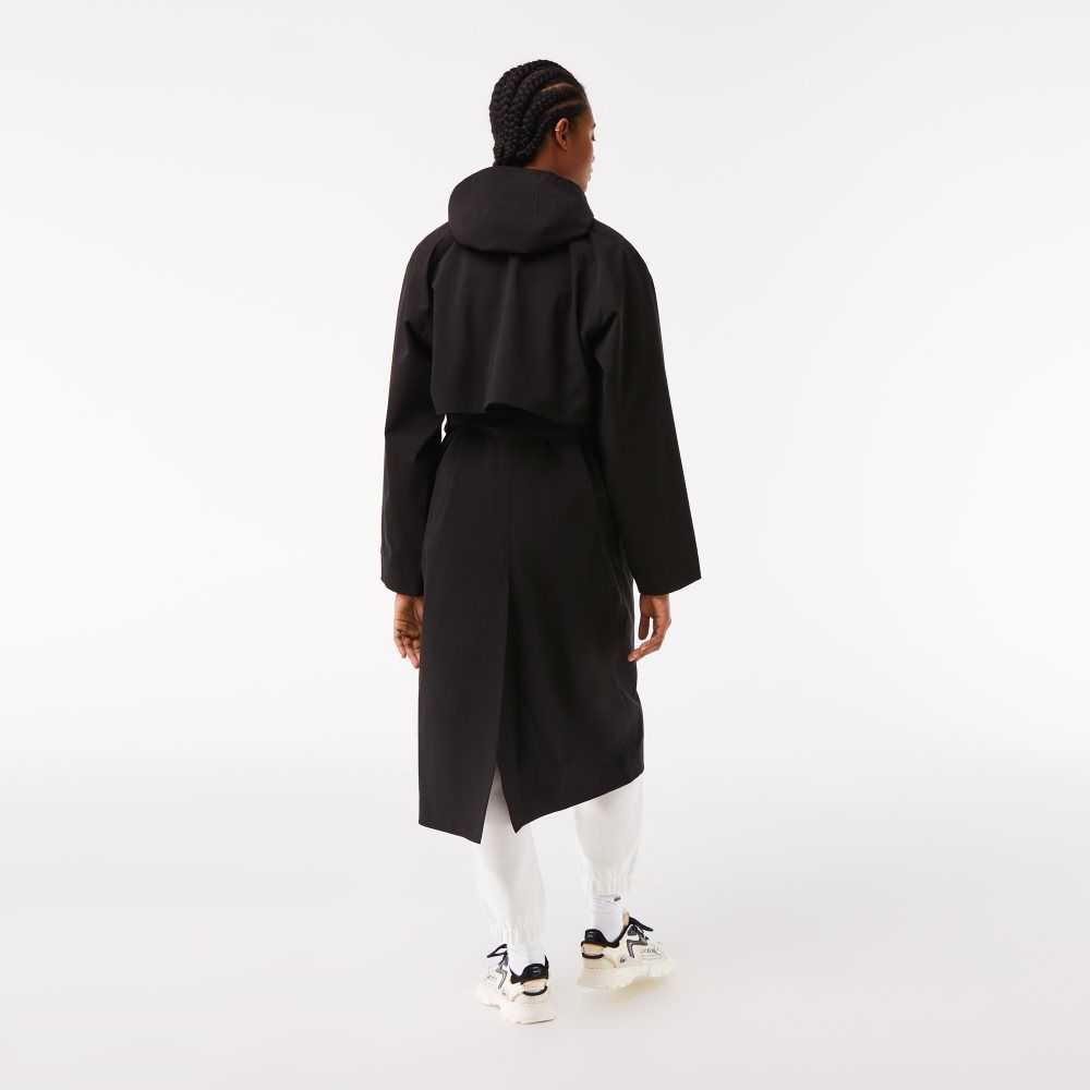 Lacoste Oversized Trench Coat Svarte | 1079-QCNIV