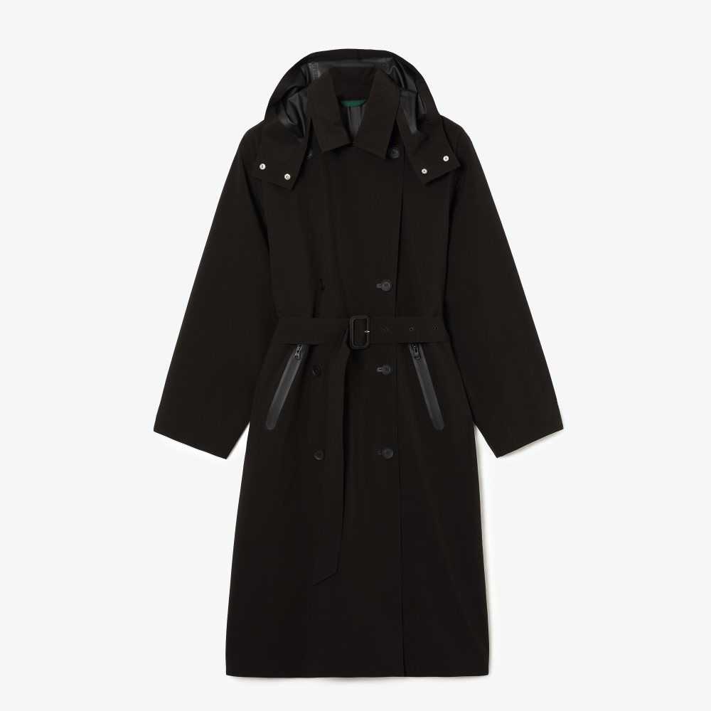 Lacoste Oversized Trench Coat Svarte | 1079-QCNIV