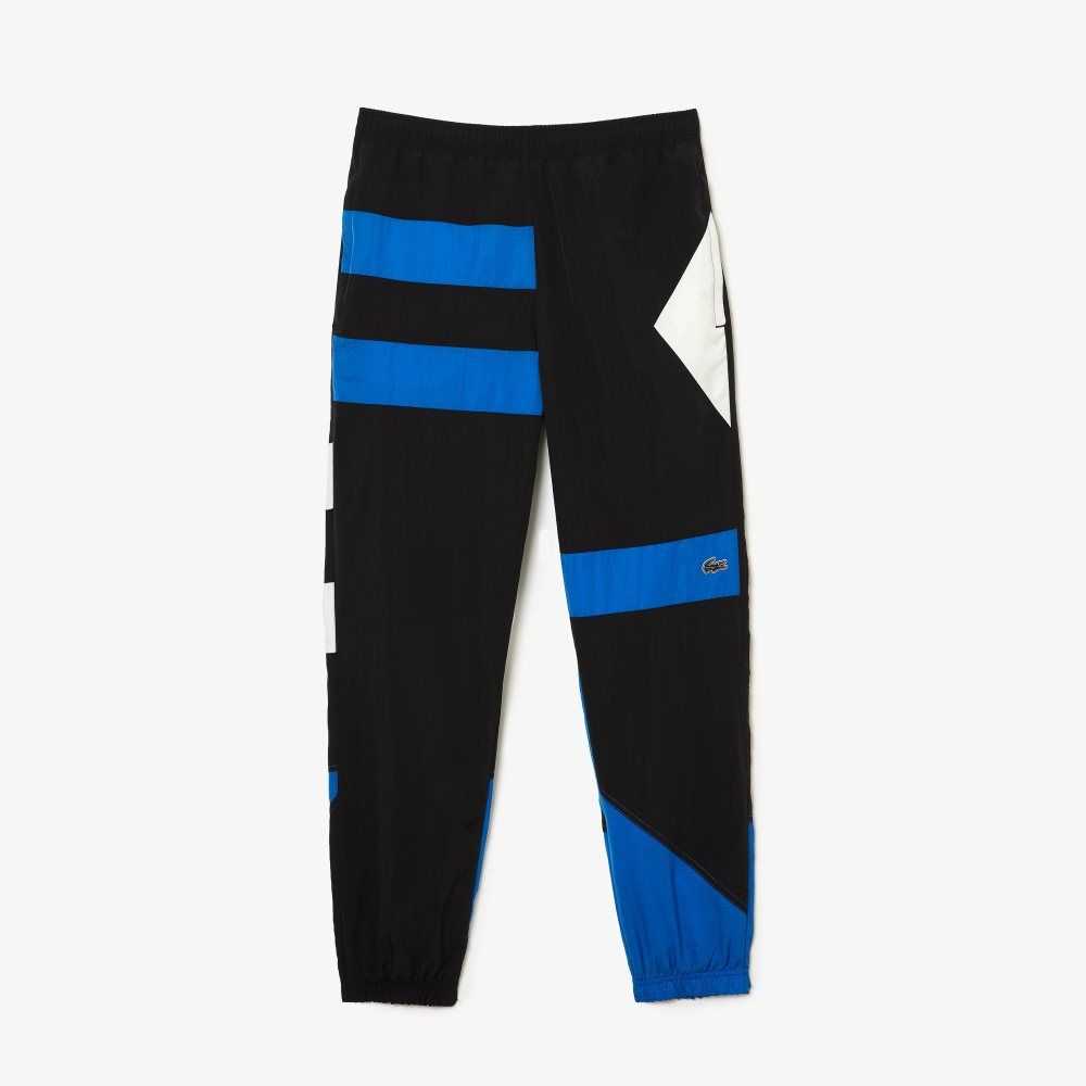 Lacoste Patchwork Vann-Repellent Trackpants Svarte Blå Hvite | 2895-QJYOV