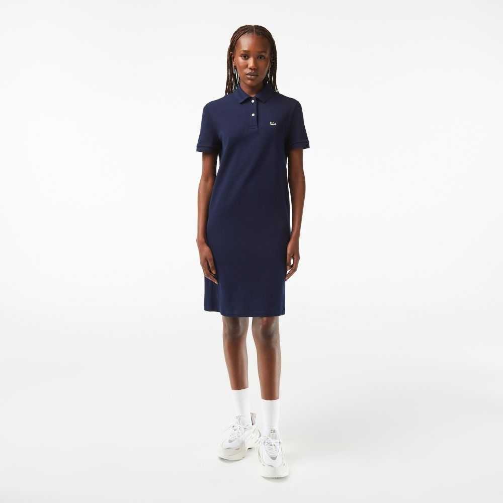 Lacoste Pique Knit Polo Marineblå Blå | 0351-DAMVC