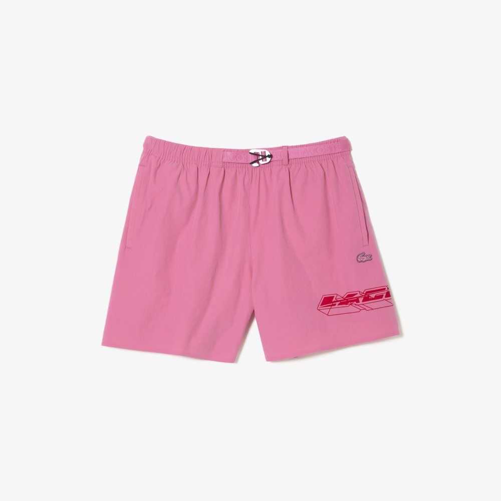 Lacoste Quick-Dry Logo Stripe Rosa | 2845-PTOVZ