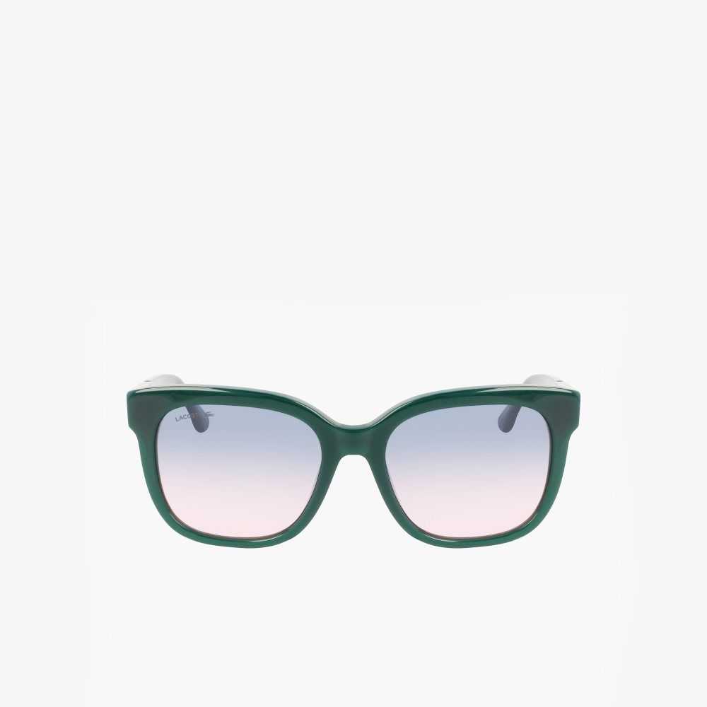 Lacoste Rectangle Acetate Croco Skin Grønn | 3964-BKUDA