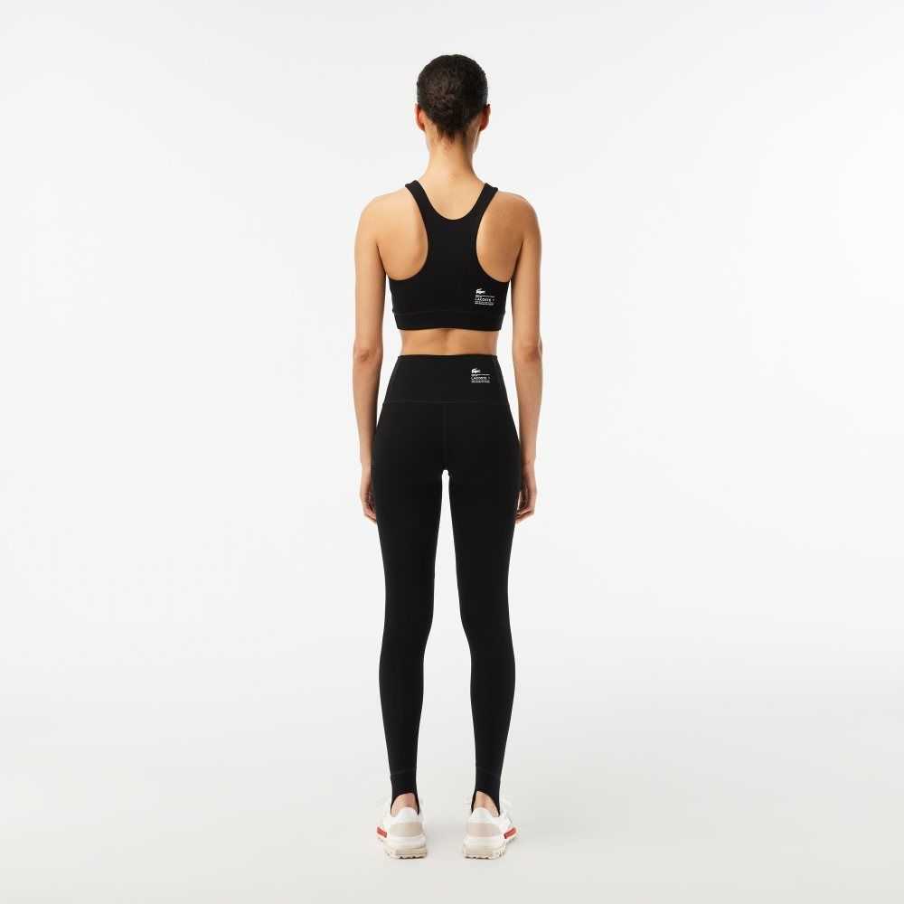 Lacoste Recycled Polyester Tapered Leggings Svarte | 2189-ICAGK