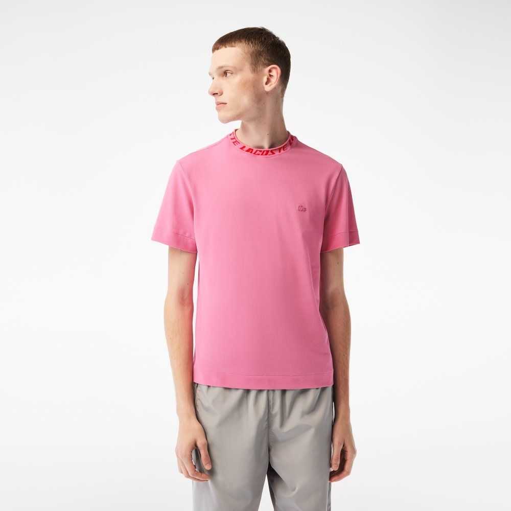 Lacoste Regular Fit Branded Collar Rosa | 0175-XSLMZ