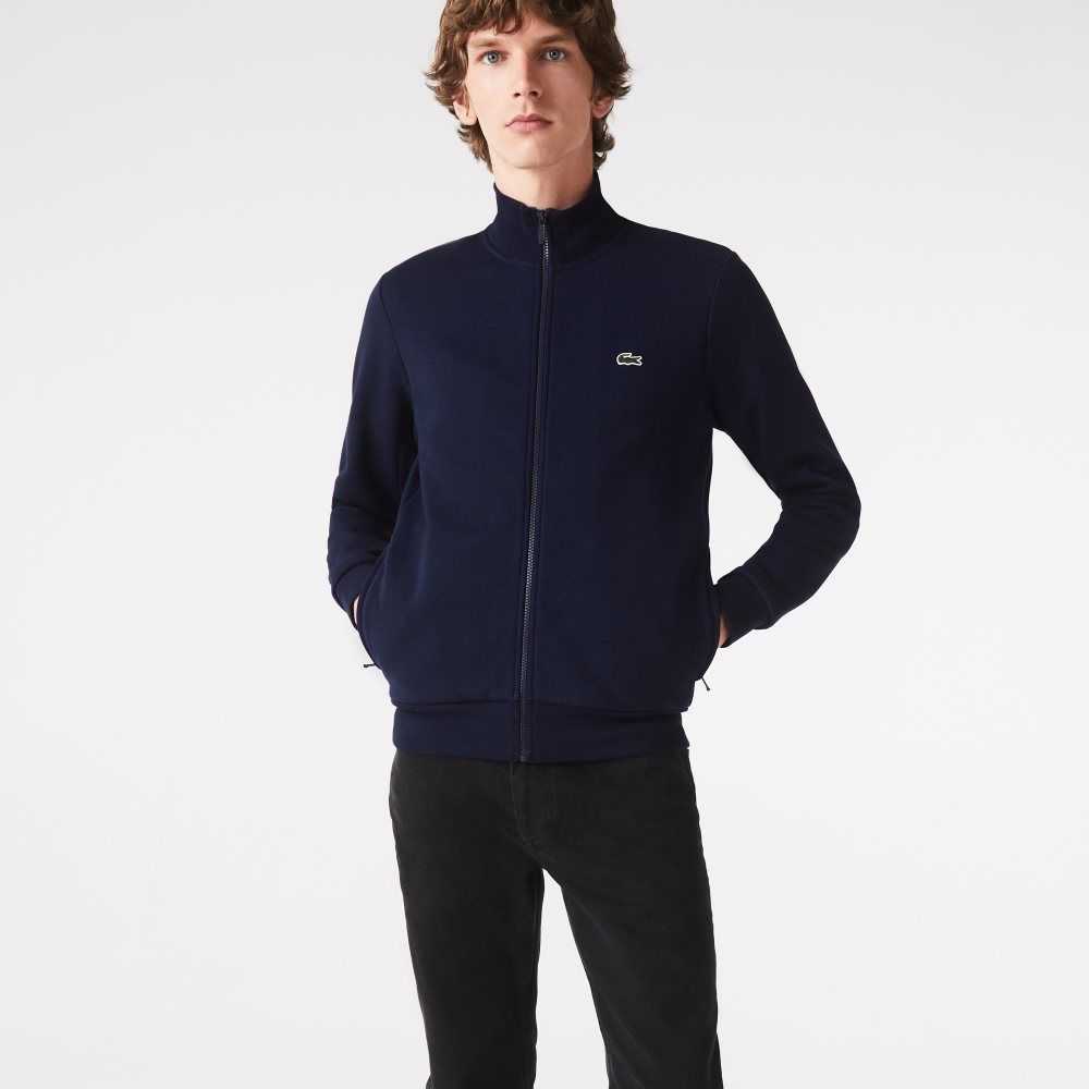 Lacoste Regular Fit Brushed Fleece Zippered Marineblå Blå | 1928-GRPCS