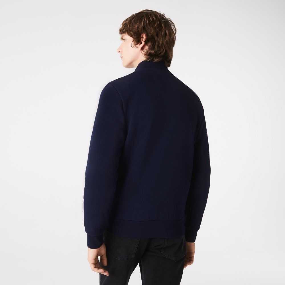 Lacoste Regular Fit Brushed Fleece Zippered Marineblå Blå | 1928-GRPCS