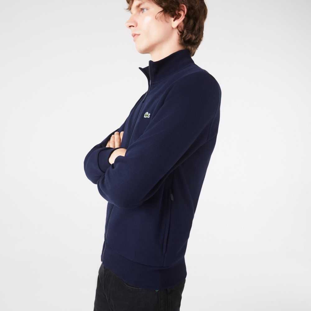 Lacoste Regular Fit Brushed Fleece Zippered Marineblå Blå | 1928-GRPCS