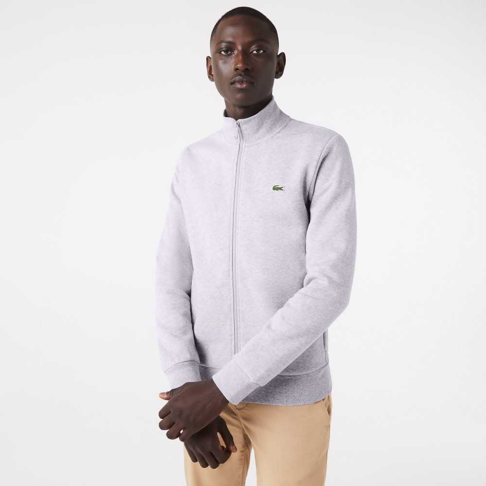 Lacoste Regular Fit Brushed Fleece Zippered Grå | 8942-AOEMH