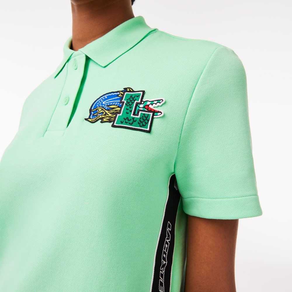 Lacoste Regular Fit Comic Badge Lyse Grønn | 7361-VOALP